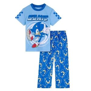 NWT‎ Sonic The Hedgehog Boys Pajama Set Size XS 4-5 Blue TShirt Pants Gaming